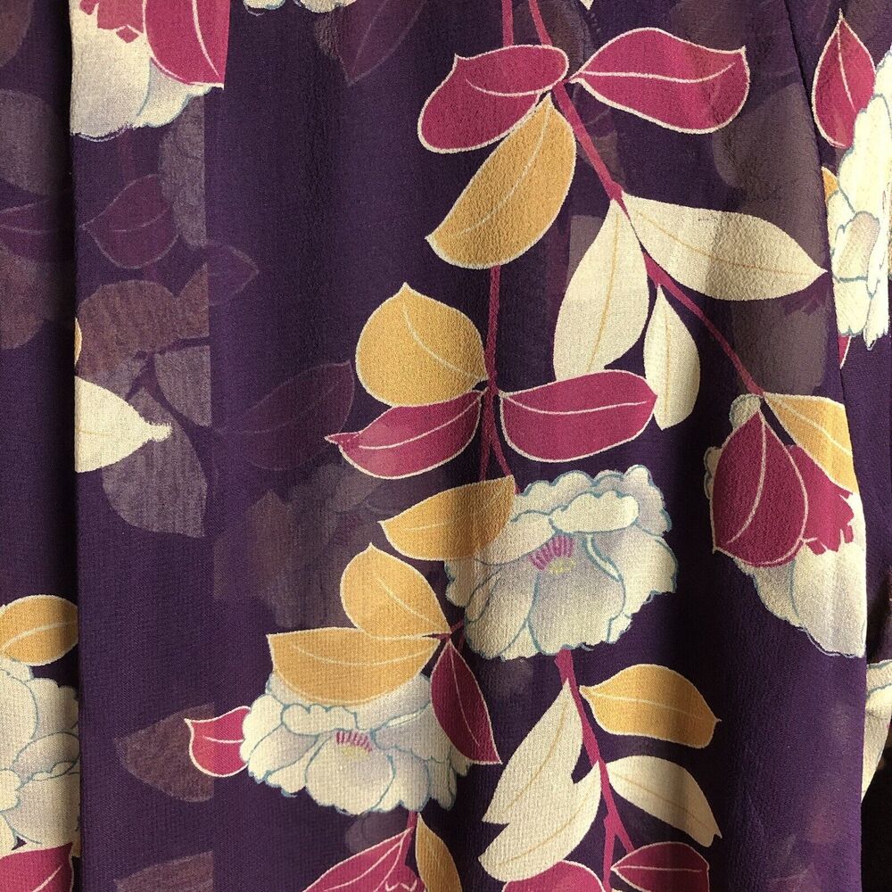 Anthropologie Moulinette Soeurs Blouse Womens 4 Sheer Floral Silk 3/4 Sleeve - Picture 9 of 15